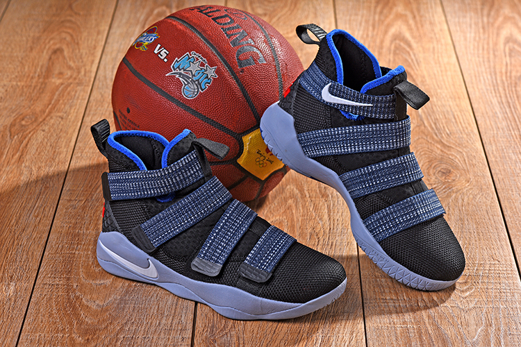 New Nike Lebron Soldier 11 Black Blue Grey Shoes